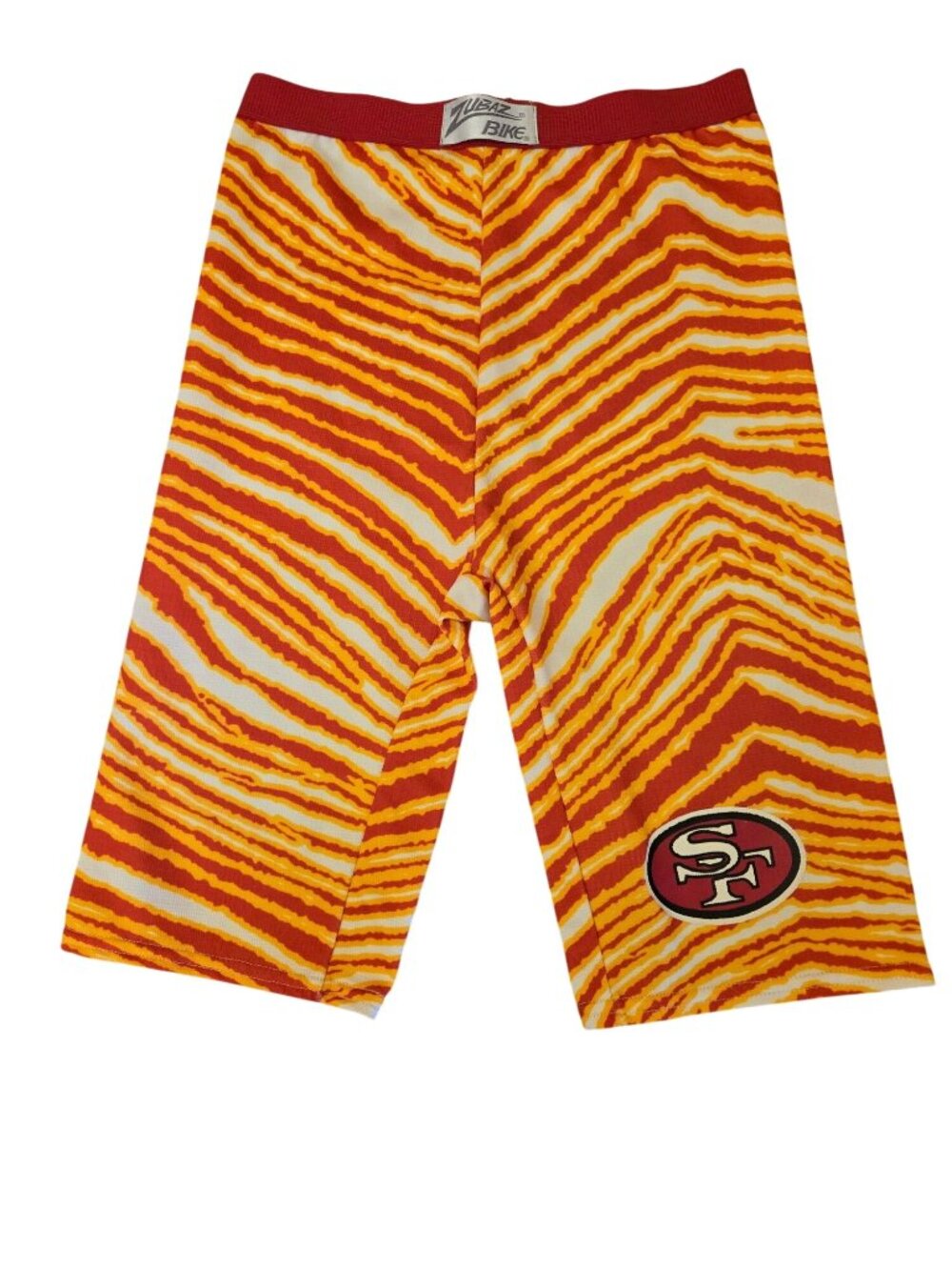 Vintage  Zubaz Bike  Athletic Shorts Medium Red Gold Striped San Francisco 49ers